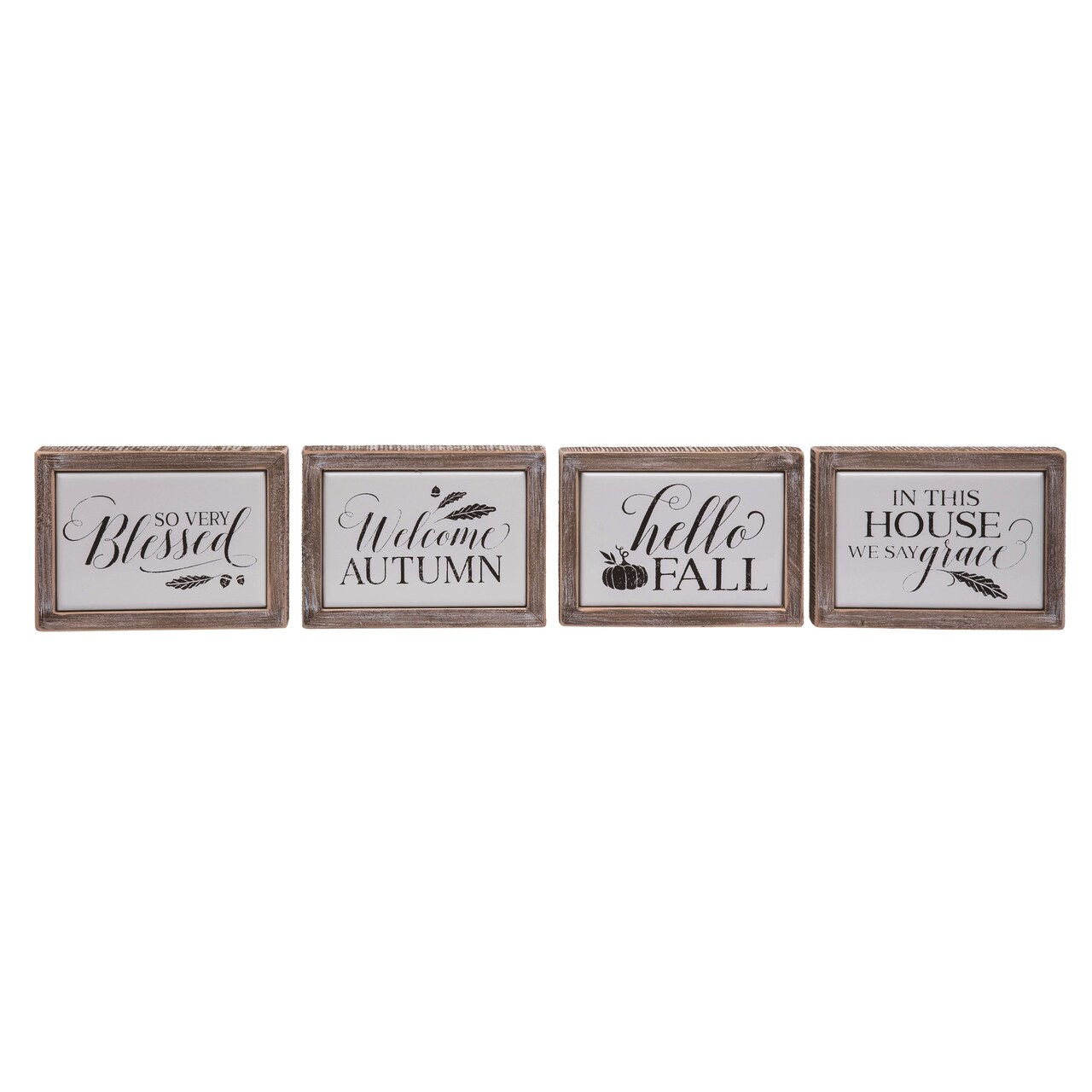 Mini Enamel Sign Decor Set of 4 Freestanding Tabletop Signs